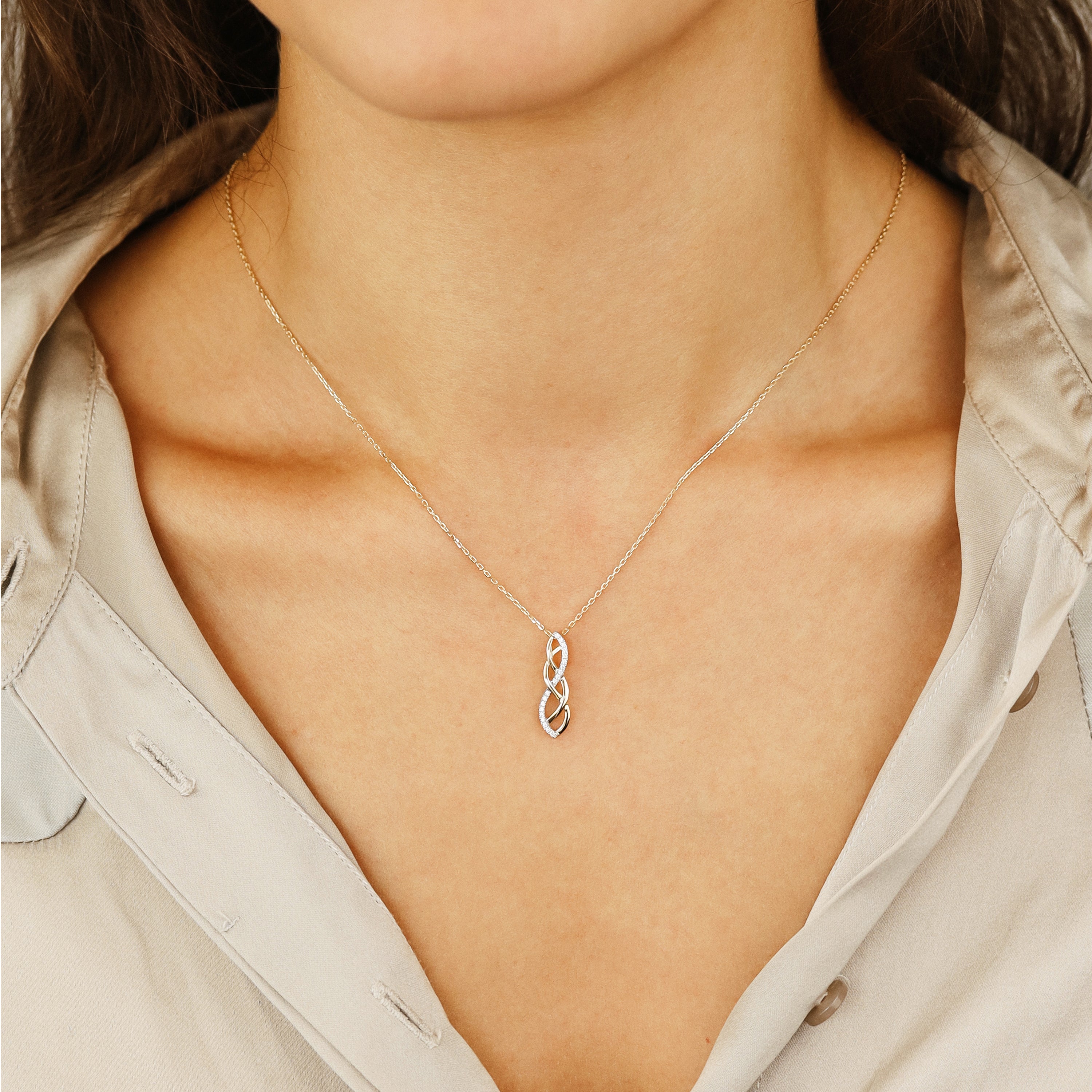 Echtgold Collier Enlacer