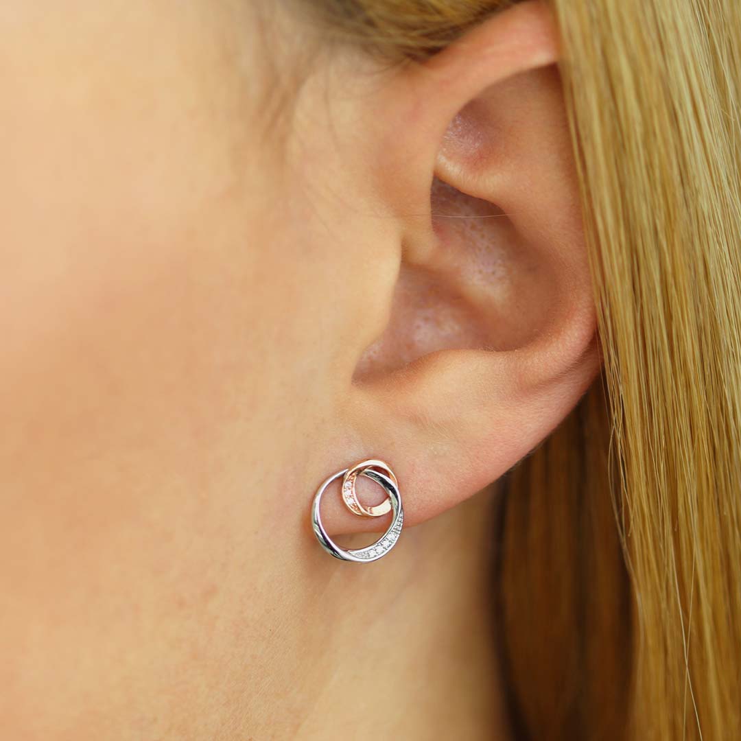 Echtgold Ohrstecker Ensemble Rosé