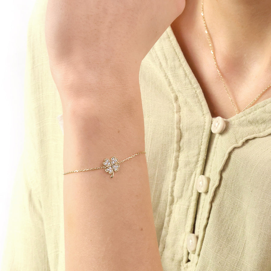 Echtgold Armband Trèfle