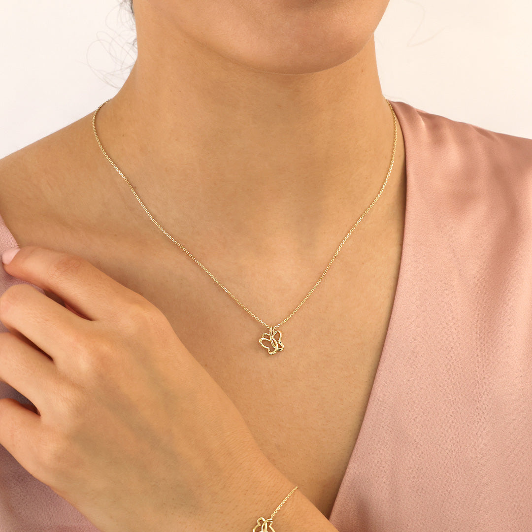 Echtgold Collier Papillon Enchanté